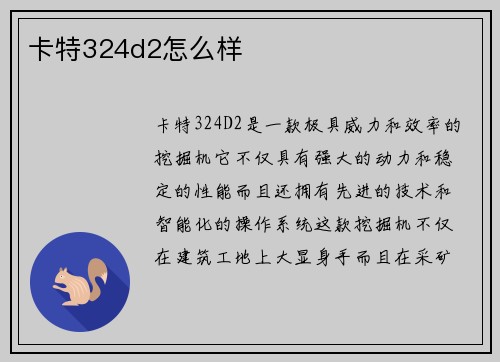 卡特324d2怎么样